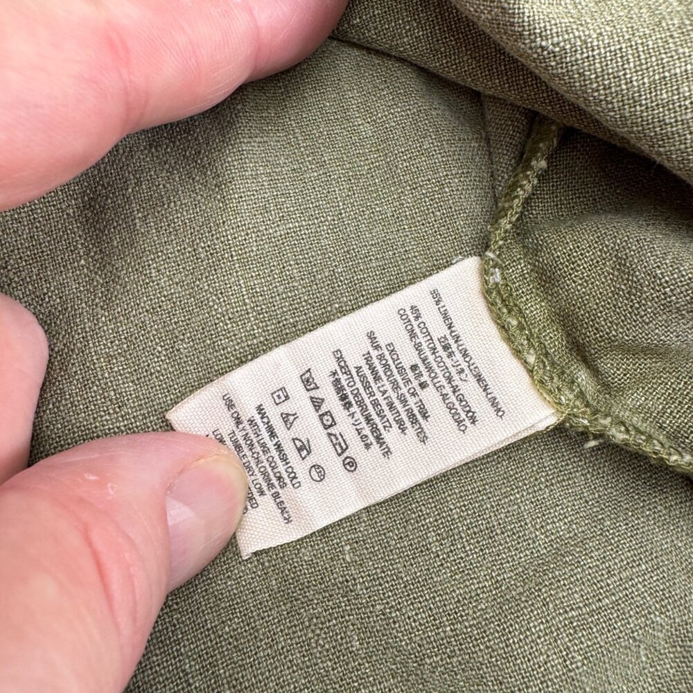 Free People Women's Olive Green Linen Blend Sleeveless Button Shirt Top, Size S - Picture 5 of 8